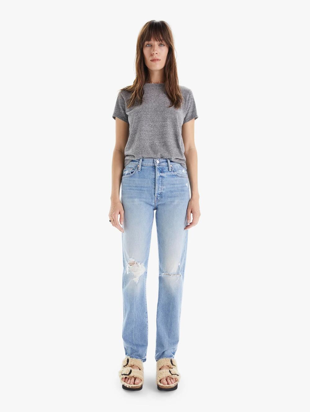 Mother Womens The Huffy Skimp Straight-Leg Jeans Rope's End Light Wash Size 26